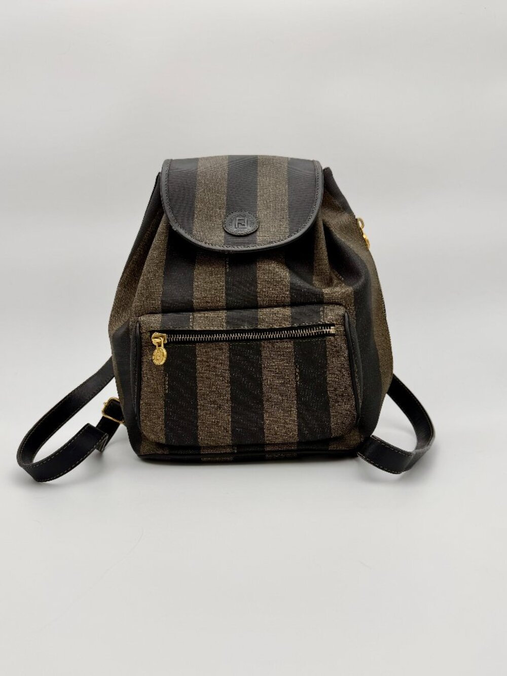 FENDI Pre-Loved Pequin Drawstring Backpack